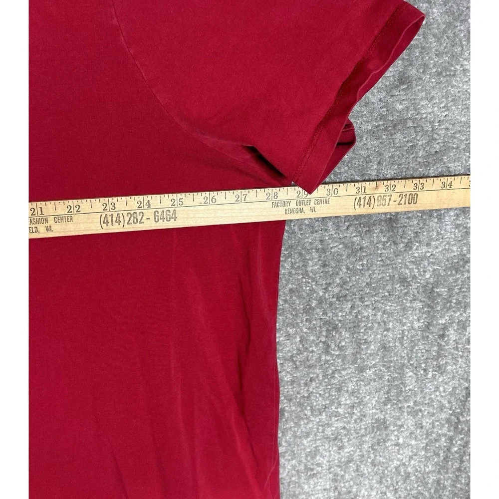 Catherines Top Womens Size 3X 26/28W Red Lace V-Neck Short Sleeve Stretch Shirt